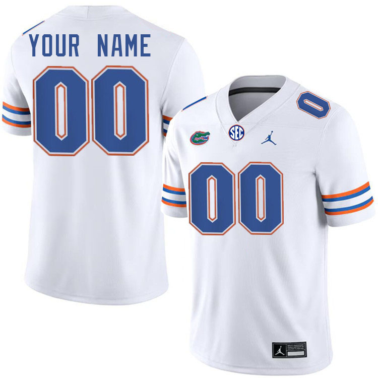 Custom Florida Gators Name And Number Football Jersey-White